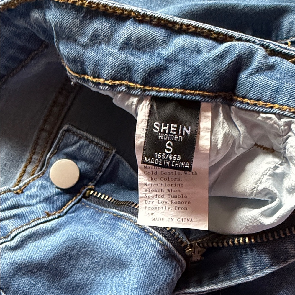 SHEIN Women's Classic Blue Denim Pants